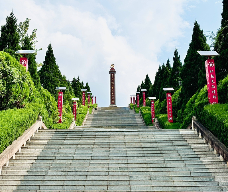 1、在青杠坡戰斗遺址，沿著寬闊的石階緩緩向上，鬆柏蒼翠，青山肅立。刁苓沙 攝.jpg