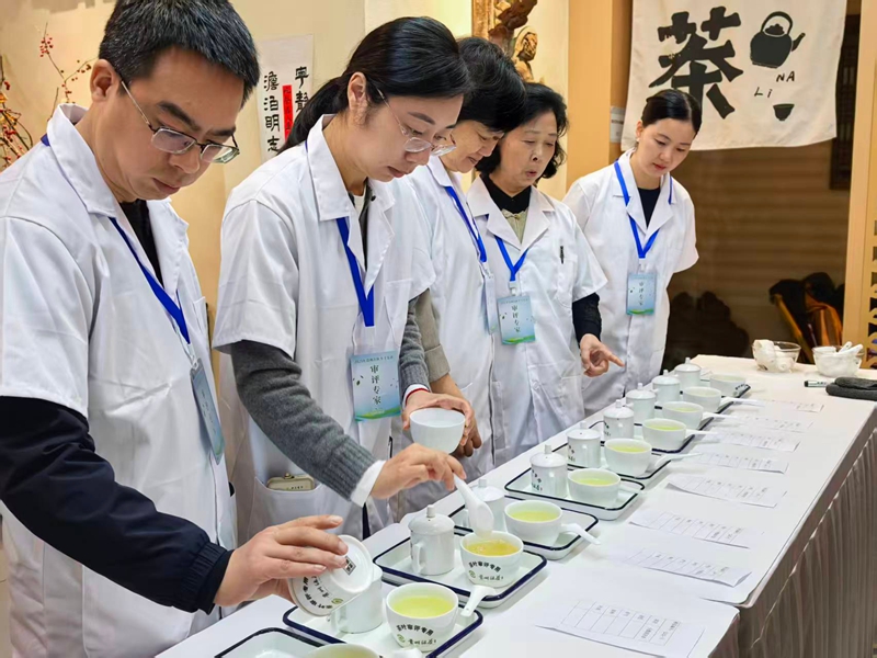经过浸泡的茶样，倒出后看茶汤的颜色。