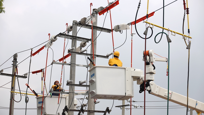 4、配电运维“不停电作业”竞赛现场一角。