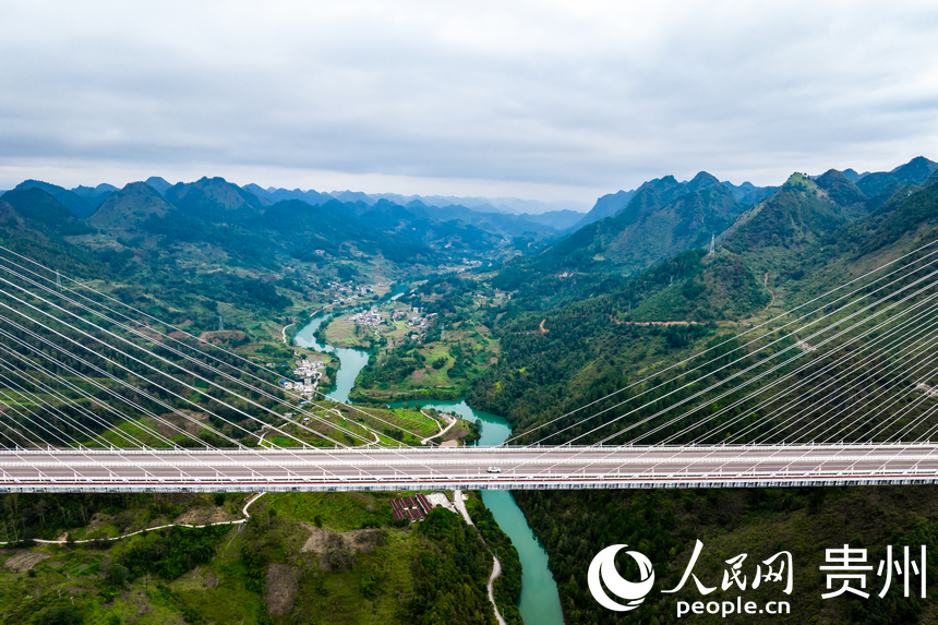 车辆在平塘特大桥上行驶。人民网记者 涂敏摄