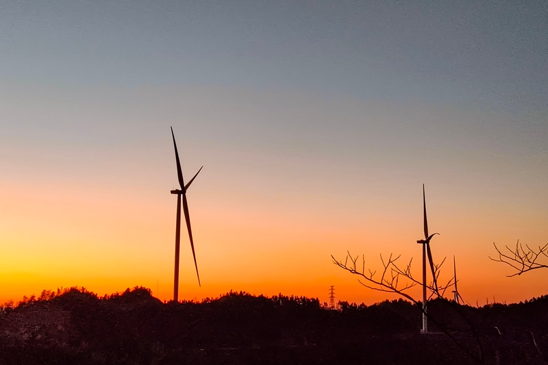 大亭风力发电一景。