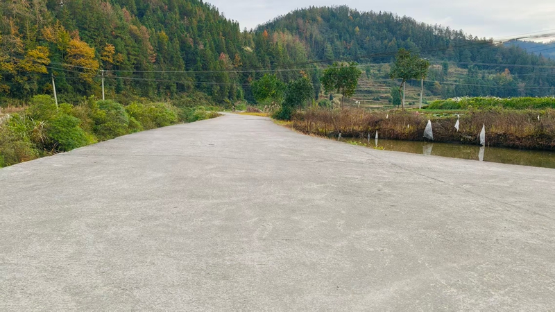 松桃鸡爪社区干净整洁的进村道路。
