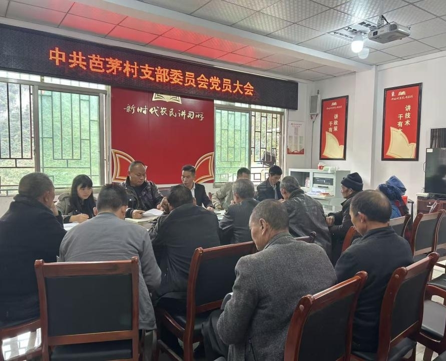 紫云自治县大营镇芭茅村通过党员大会传达学习党的二十届四中全会精神。