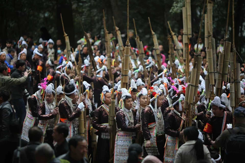 1、岜沙苗寨蘆笙節往年活動現場。