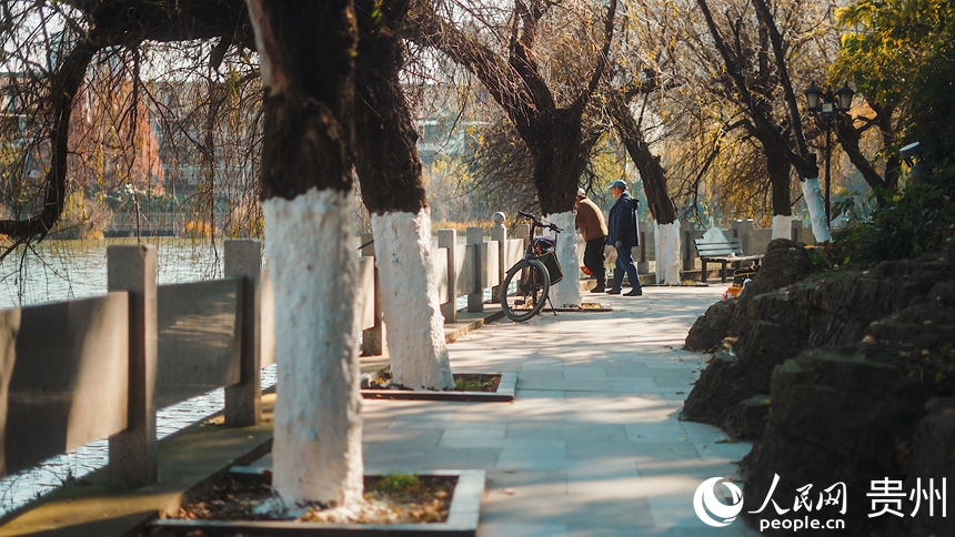 市民在公园内垂钓。人民网记者 涂敏摄