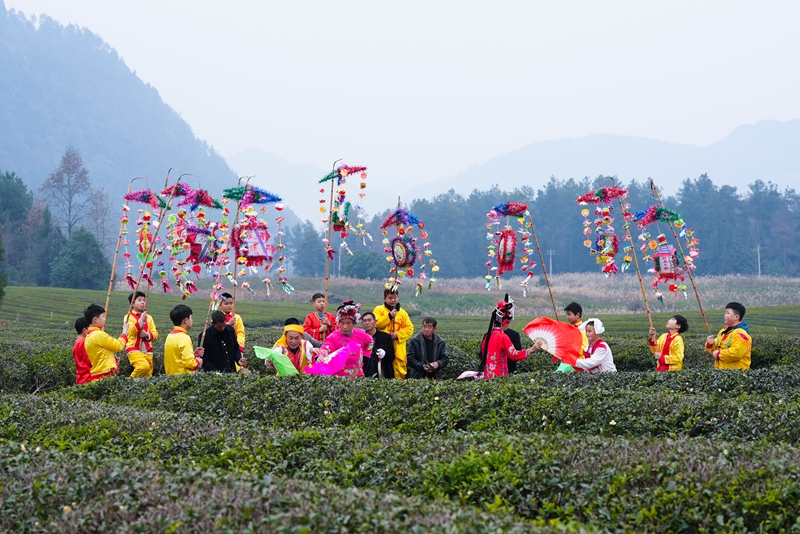 茶灯戏现场。贺卫民摄