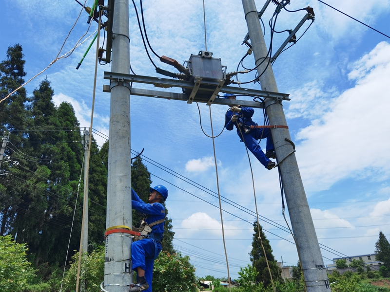 清镇供电局工作人员正在开展抢修作业。.jpg