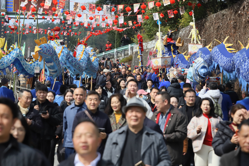 游客涌进王岗村参加贵阳贵安“下乡过年”活动。黎荣摄