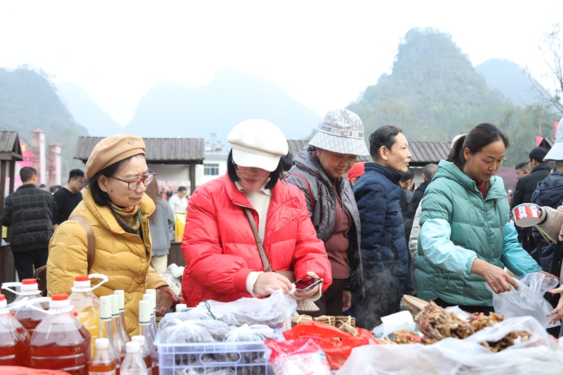 6 图为梅花集市上，当地农特产品及非遗手工艺品吸引游客争相购买。戴友维 摄.JPG