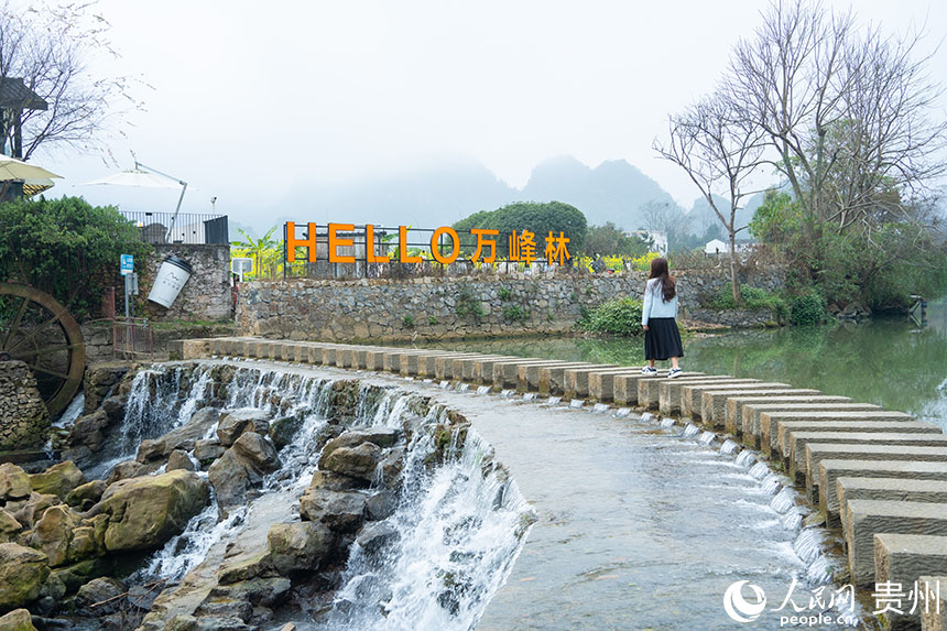 外国嘉宾“打卡”万峰林。人民网 阳茜摄