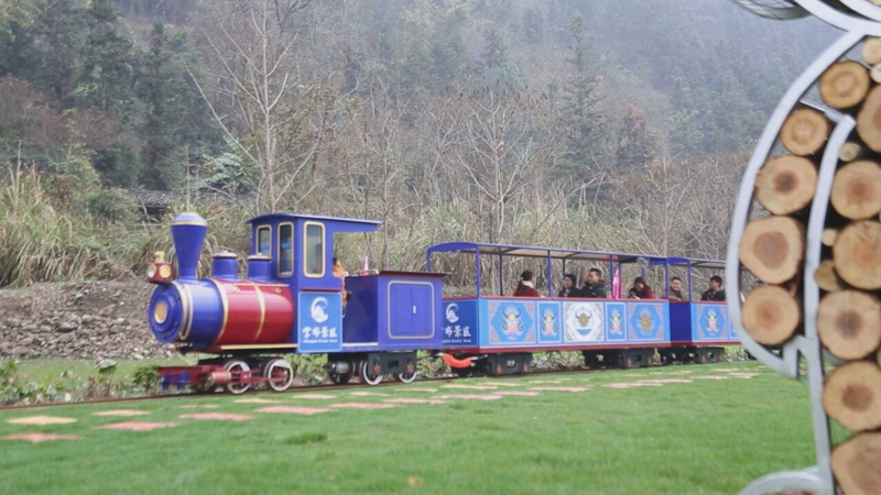 游客体验小火车。