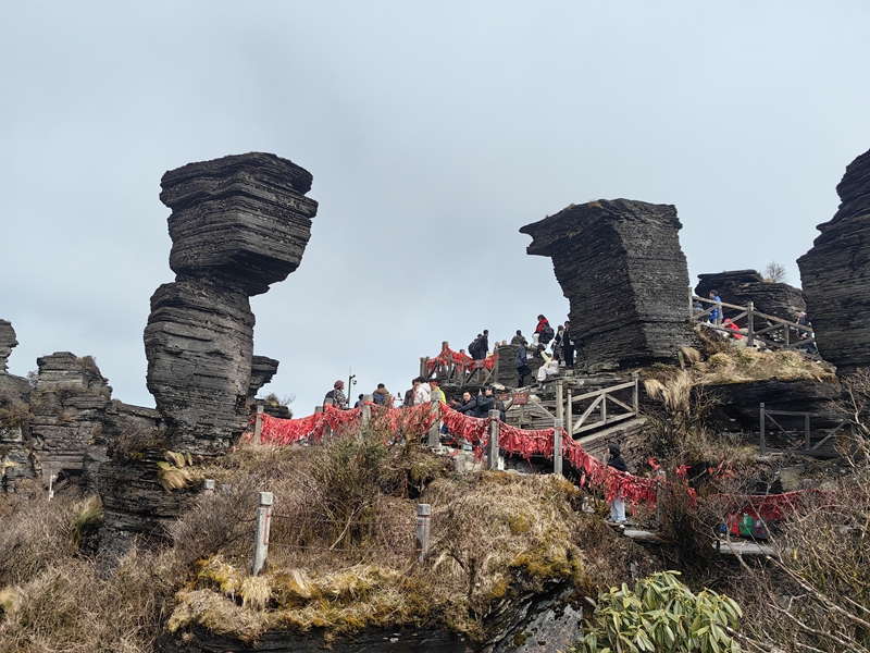 貴州梵淨山景區迎來春節首日旅游高峰。
