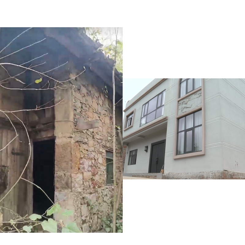 2 图为村民杨家芬房屋前后对比图