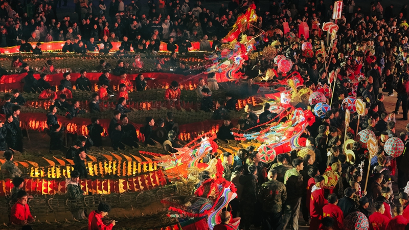 施秉县2026年“骏马迎春游施秉·百龙聚会闹新春”龙灯展演系列活动中,龙灯队伍展示。 刘晓源 摄.jpg