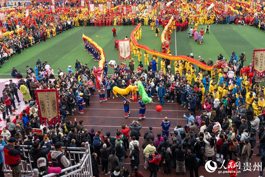 石阡縣仡佬毛龍節現場。人民網記者 涂敏攝