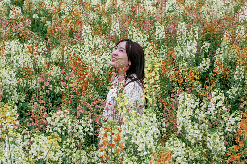 3月3日，游客在貴州省遵義市播州區茅栗鎮油菜花海裡拍照。