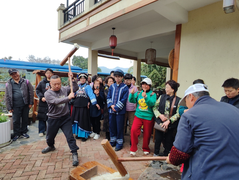游客在打糍粑  鄢永华摄.jpg