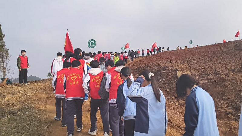 參加植樹活動途中。楊娟攝