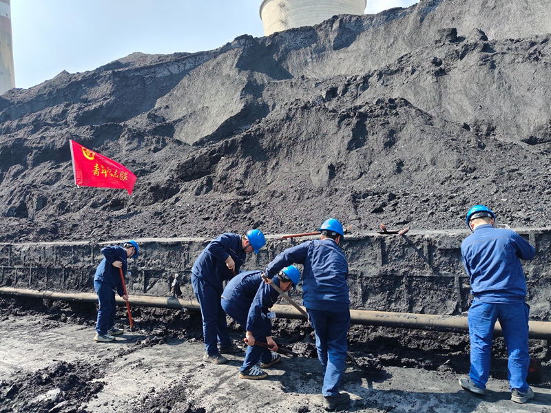 華電烏江公司大方公司團委組織團員青年開展清理煤場運煤通道積煤志願服務活動。