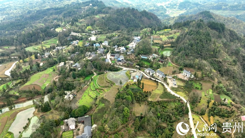 航拍贵州省遵义市凤冈县陈家山寨。人民网 阳茜摄