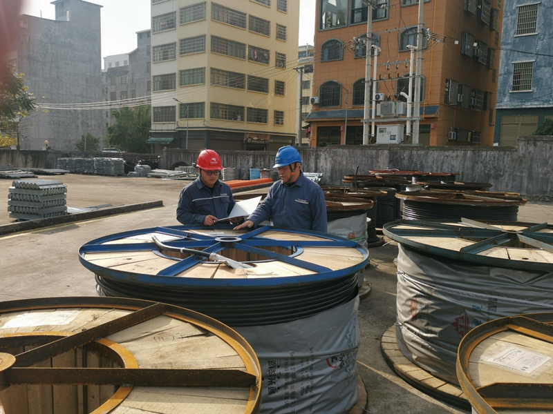 工作人員對電力物資進行檢查.jpg