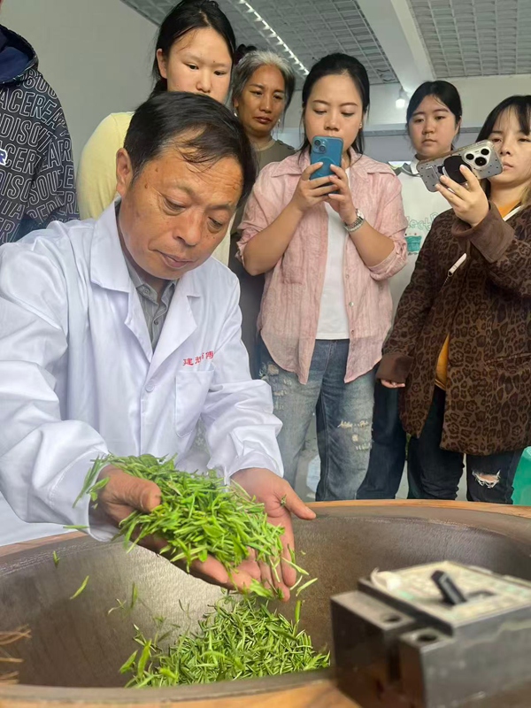 5、劉建輝培訓學員手工制茶。 田茂瑜攝