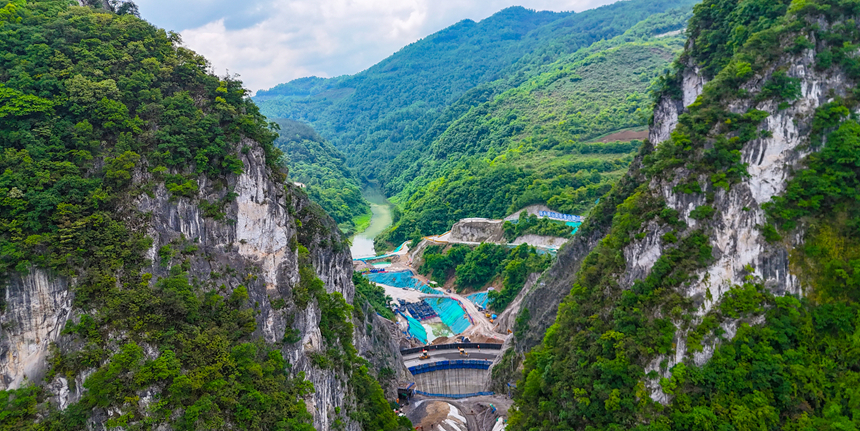 圖為建設中的塘坎上水庫全景。盧錫江攝