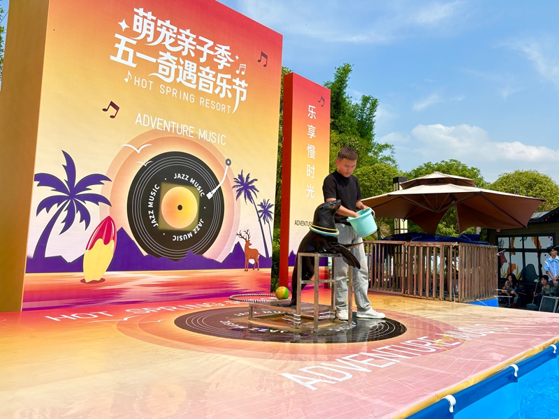 4、在仁怀温泉度假区泳池旁，正在上演精彩的海狮表演。.jpg