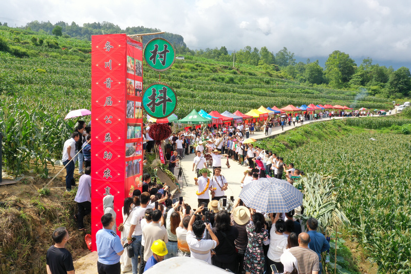 “村抖”助农直播现场。