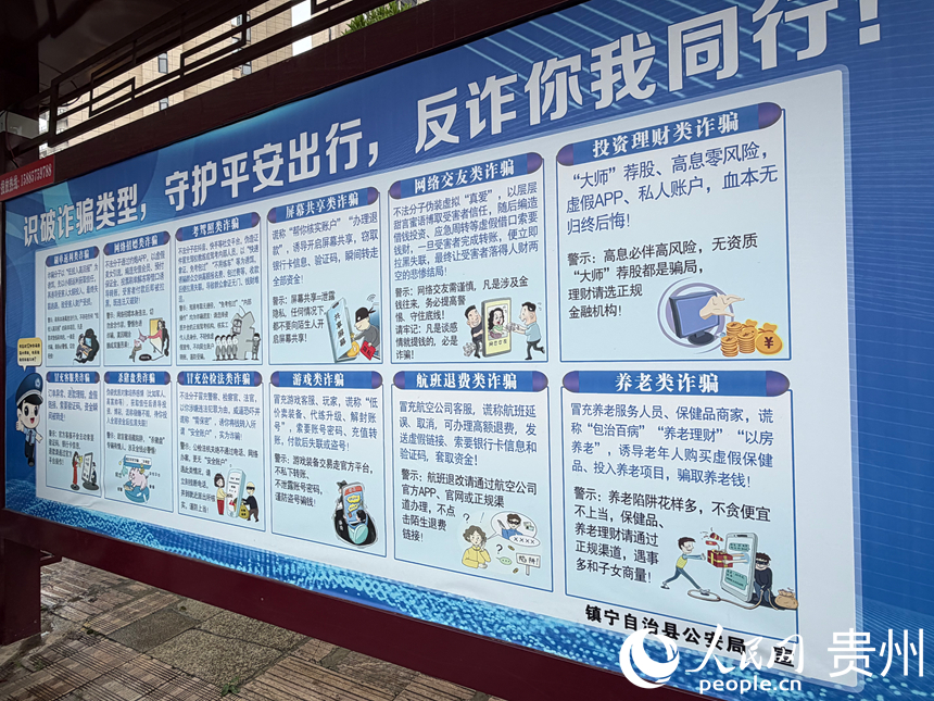 镇宁自治县环翠街道的反诈标语。人民网记者 陈洁泉摄