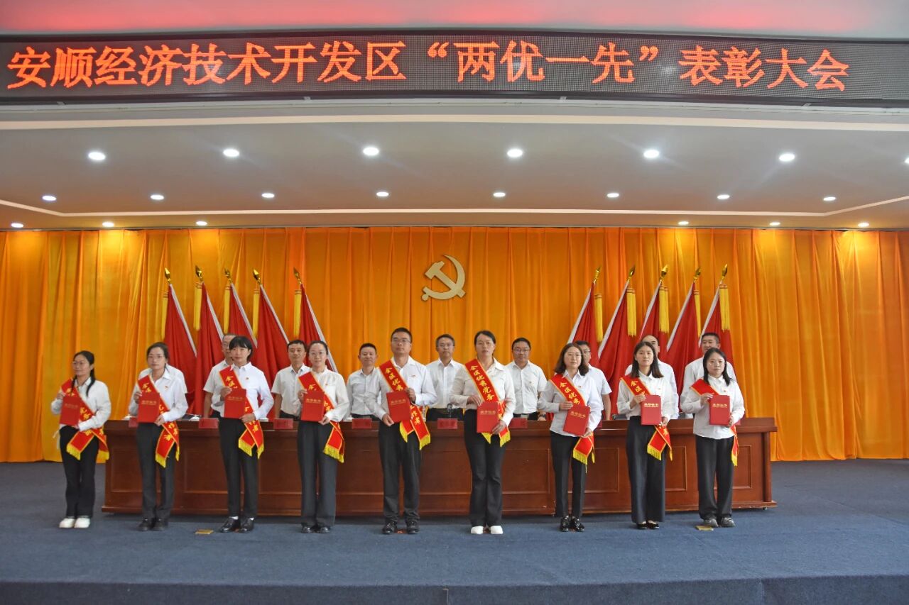 优秀党务工作者代表上台领奖。