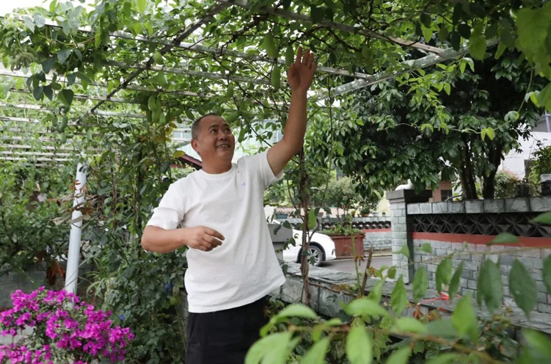村民在打理庭院。