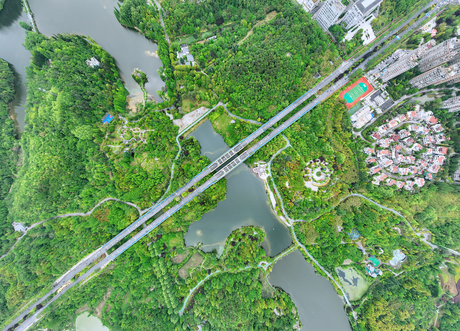 绿意盎然的观山湖公园 。吴林燚摄