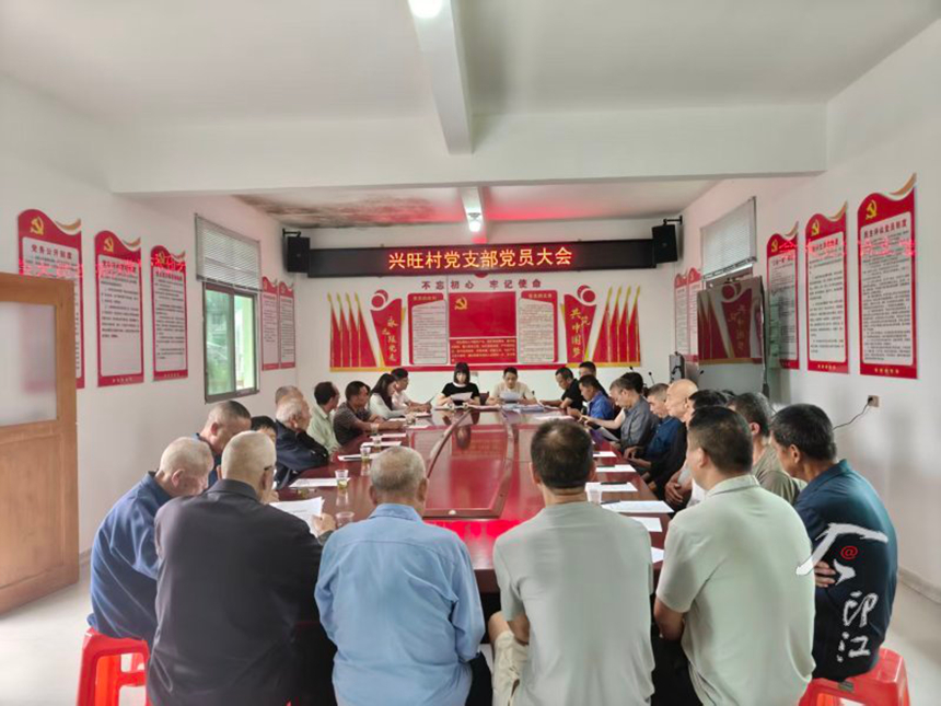 兴旺村召开支部党员大会。