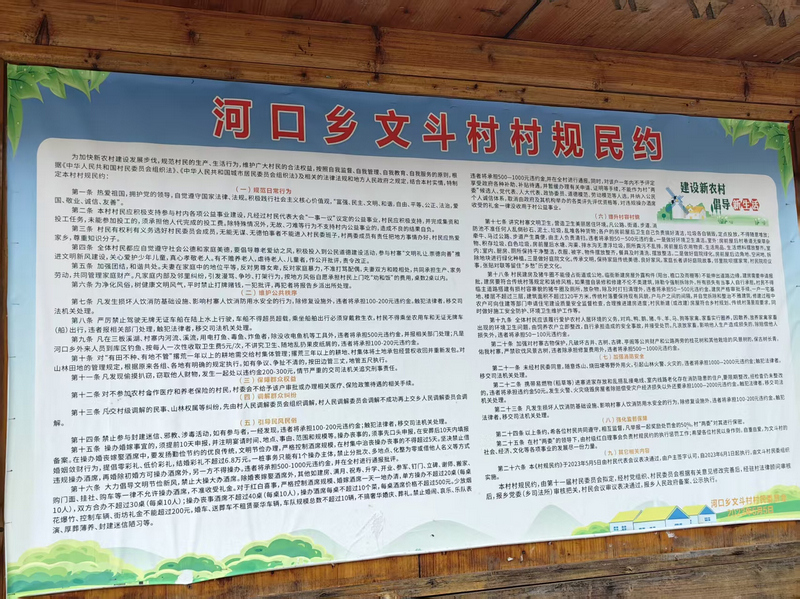 錦屏縣文斗村村規民約。