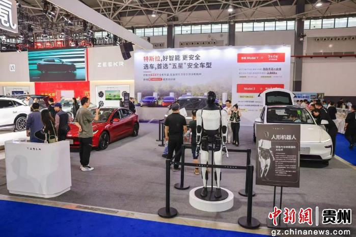 图为特斯拉新能源汽车及人形机器人亮相车展。（受访者供图）。