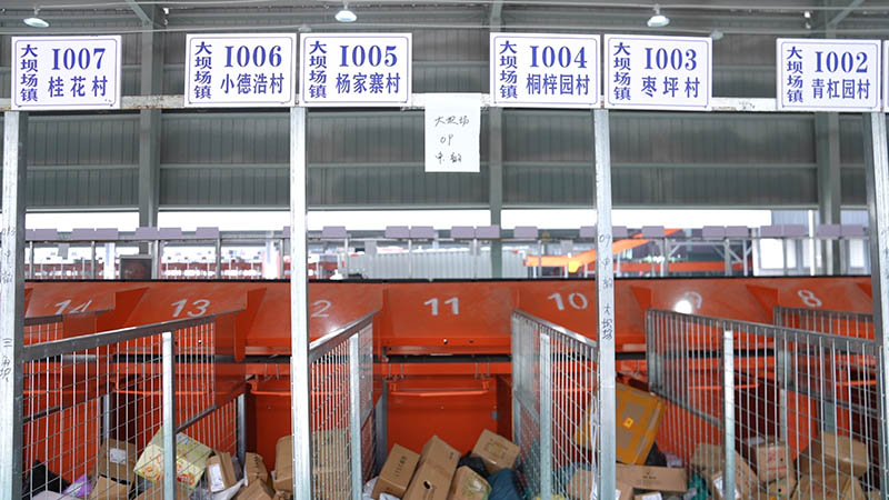 自動化快遞分揀線正在運轉。
