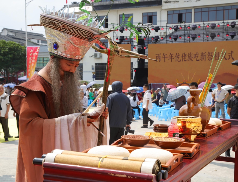 9月28日，貴州省遵義市播州區平正仡佬族鄉舉行仡佬族吃新祭祖傳統習俗活動。