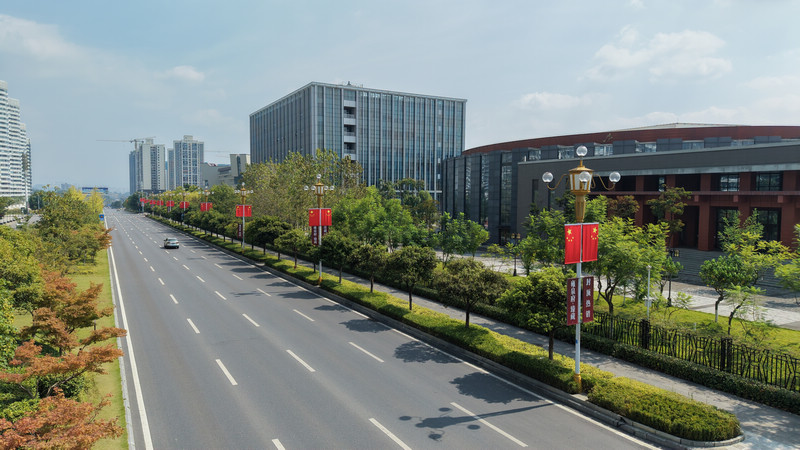满城飘扬的国旗，点亮了城市风貌。