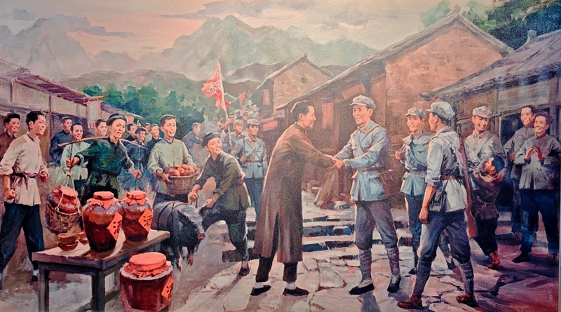3、油畫《美酒贈紅軍》。